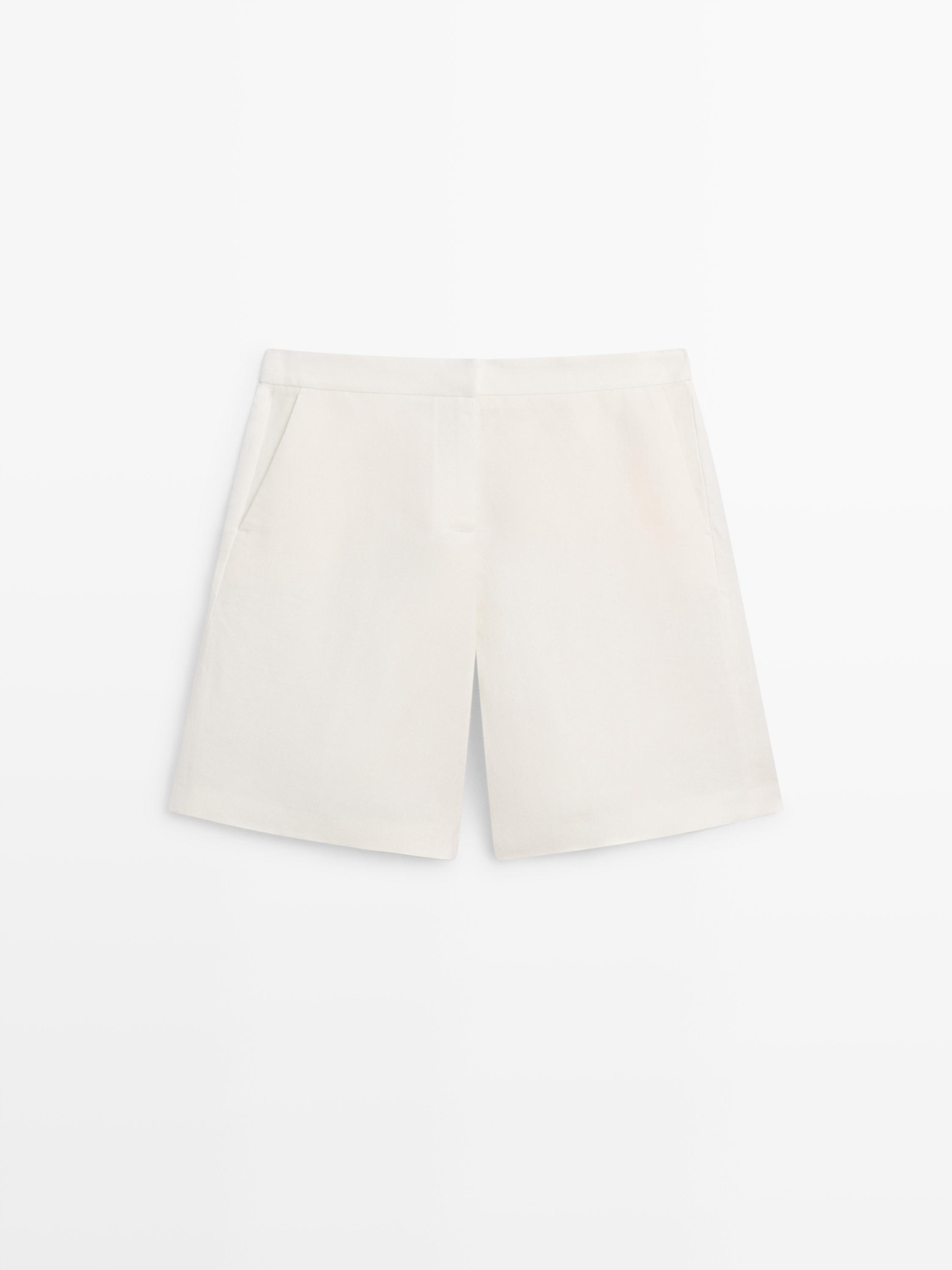 Long linen Bermuda shorts