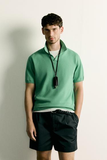 POLO EN MAILLE REGULAR FIT STRUCTURÉ - Vert de Zara