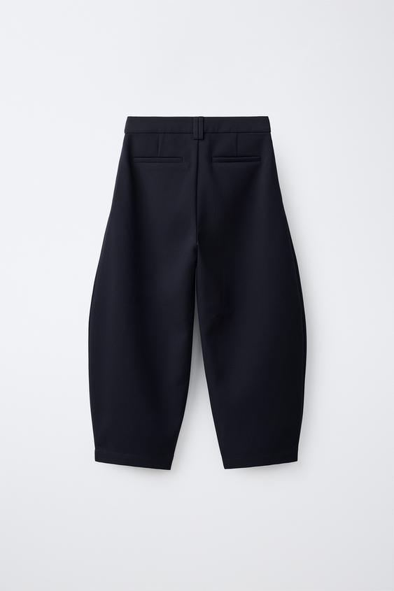 PANTALON TAILLEUR BARREL TAILLE CROISÉE - Bleu marine de Zara - Image 1