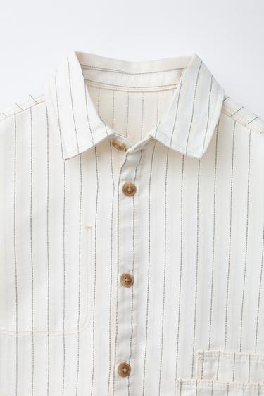 SURCHEMISE CONFORT RAYURES - Écru de Zara - Image 2