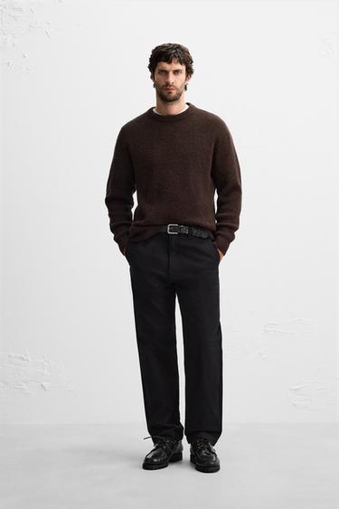STRAIGHT-LEG TWILL TROUSERS - Black by Zara