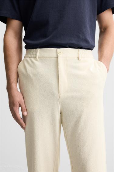 TEXTURED TERRY TROUSERS - Light beige by Zara - Image 4