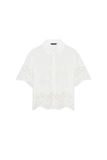 カットワーク刺繍シャツホワイトZaraのカットワーク刺繍シャツ - ホワイト 