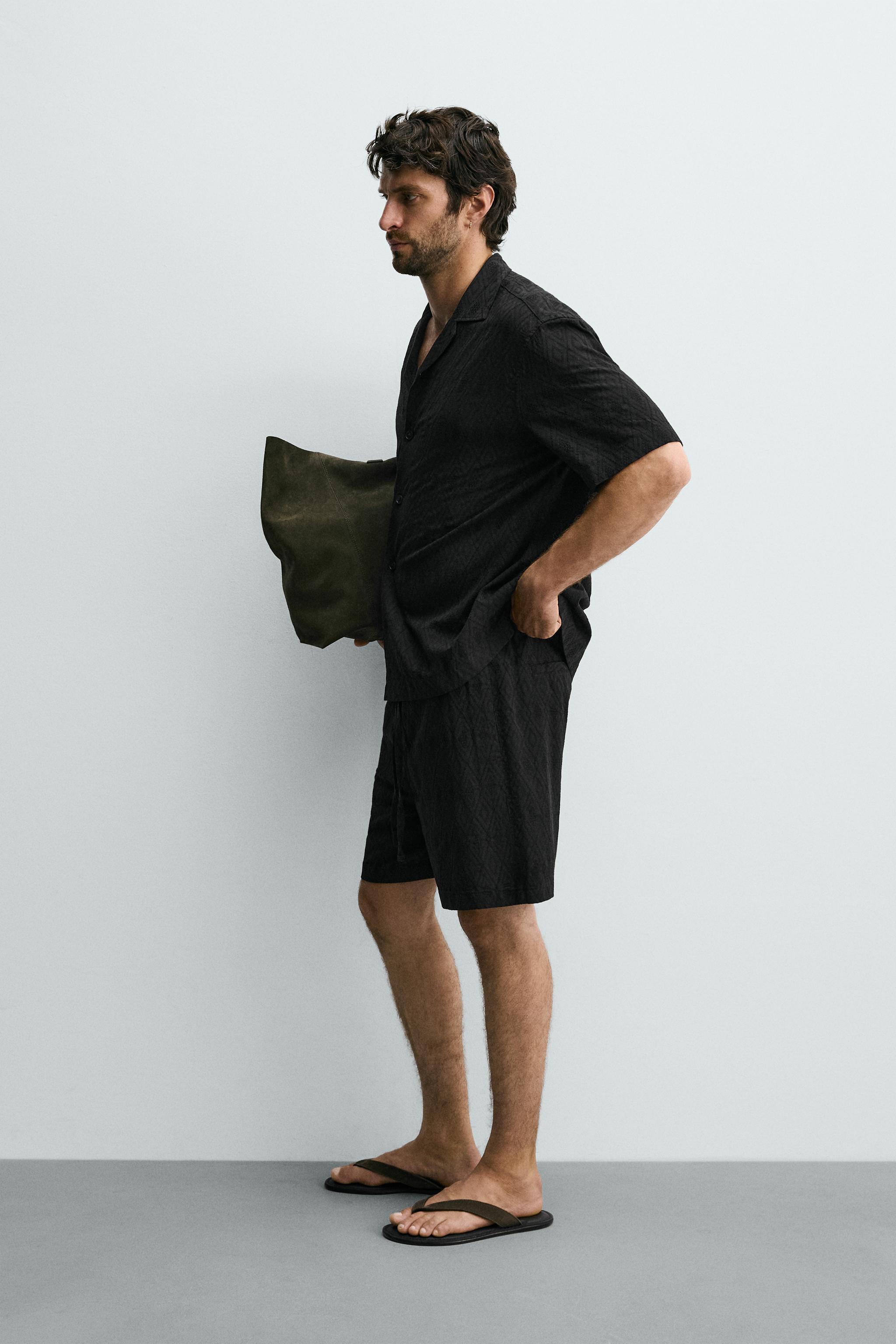 Zara GEOMETRİK JAKARLI REGULAR FIT BERMUDA görsel 4