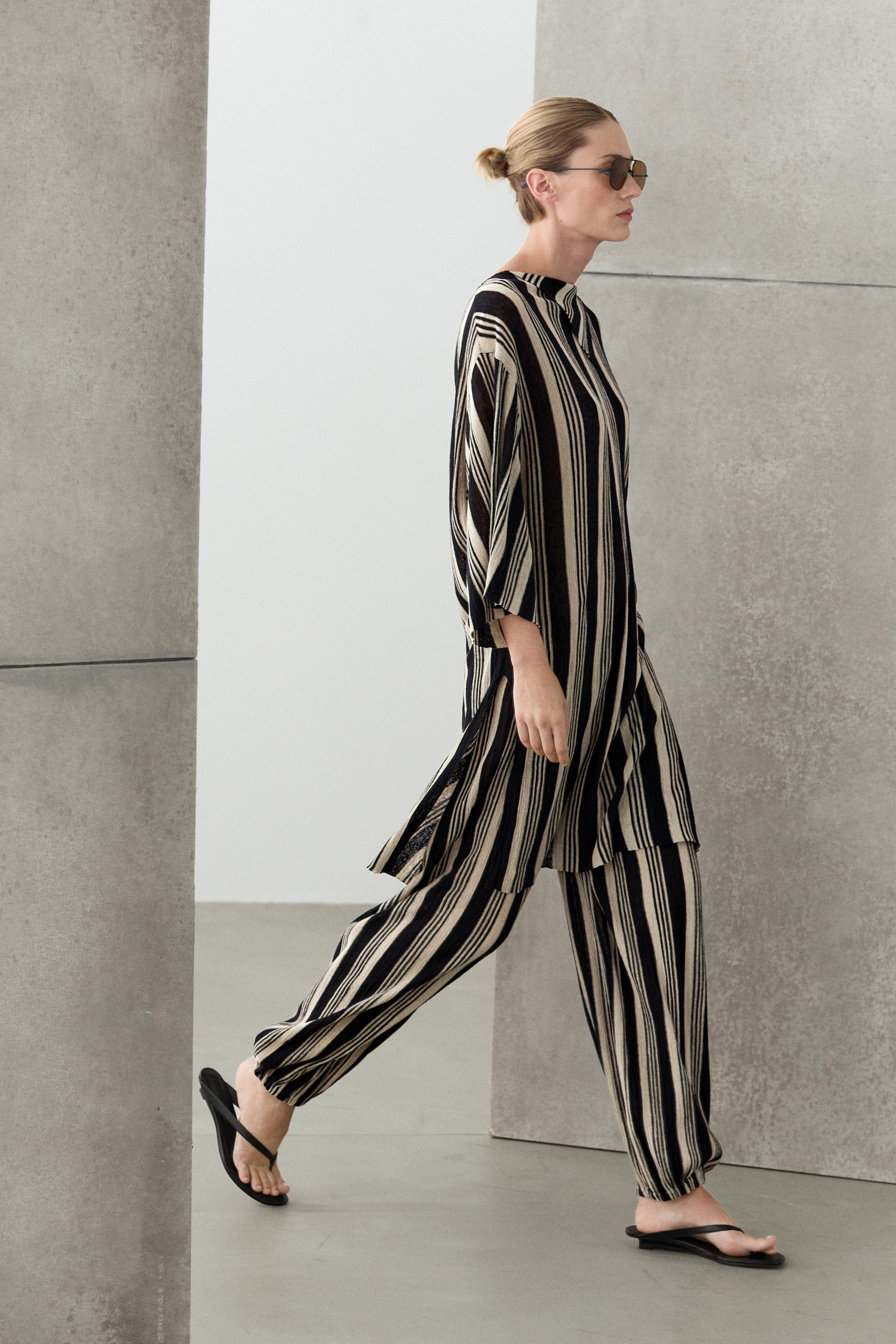 Pantalon bouffant rayé total look
