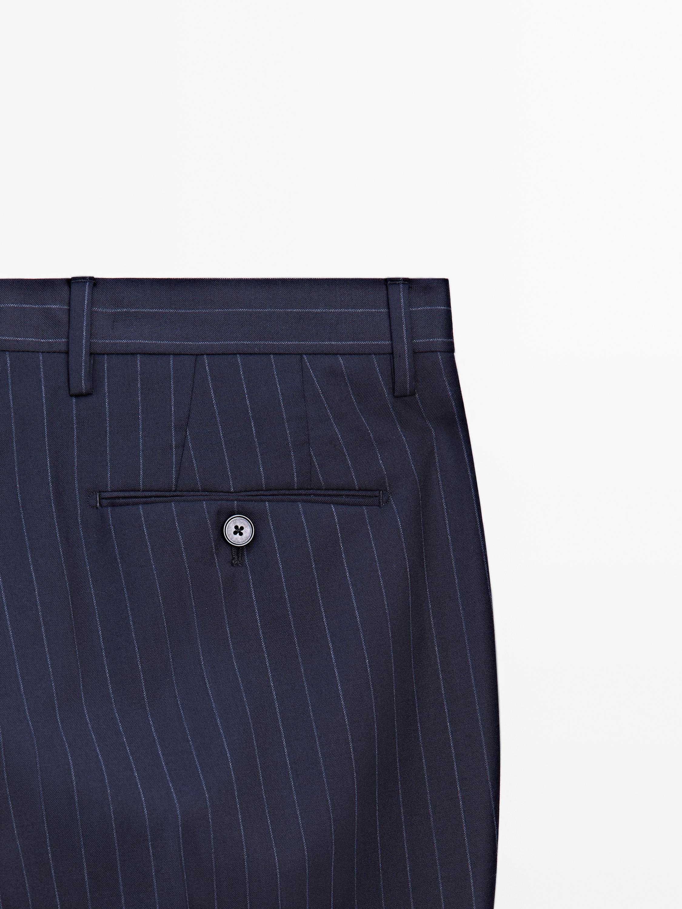 Pantalon de costume à rayures 100 % laine