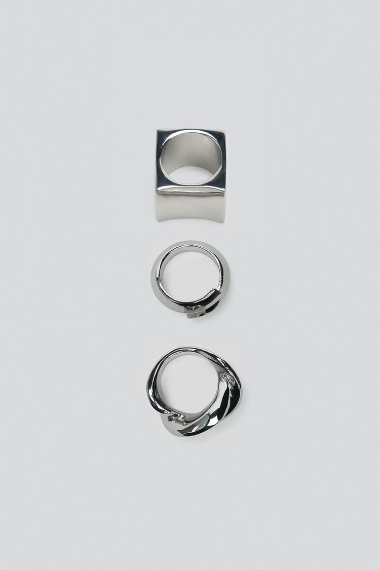 Pack 3 anillos metalicos geometricos