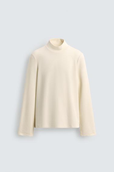 COMFORT LONG SLEEVE T-SHIRT - Light beige by Zara