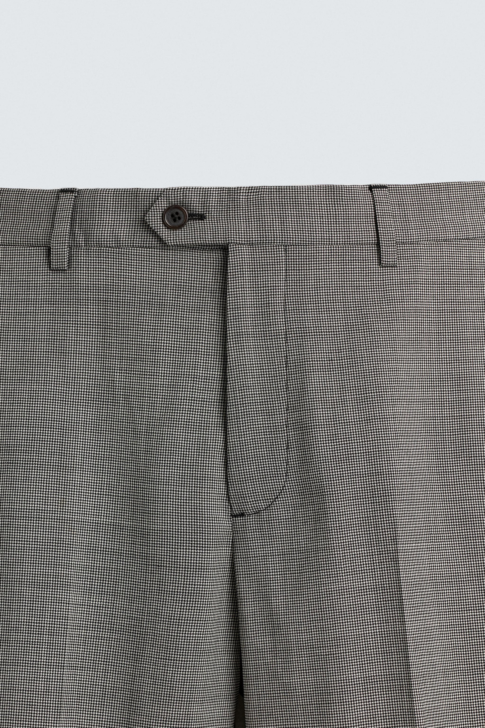 PLAID WOOL BLEND SUIT PANTS