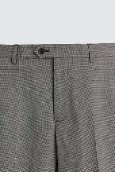 PANTALON DE COSTUME À CARREAUX EN MÉLANGE DE LAINE - Noir / Blanc de Zara - Image 6