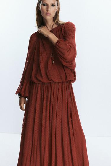 BELTED PLEATED MIDI SKIRT - Brick by Zara - Image 2