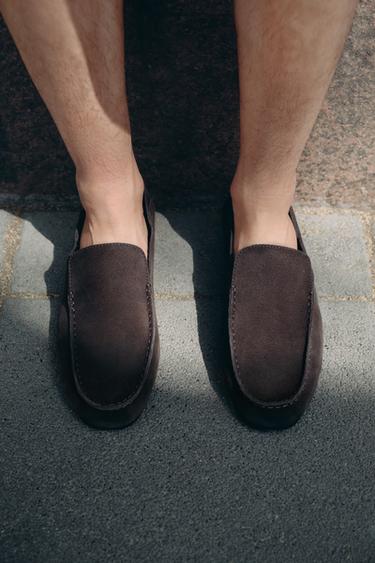Zara LIMITED EDITION LEATHER LOAFERS - Brown