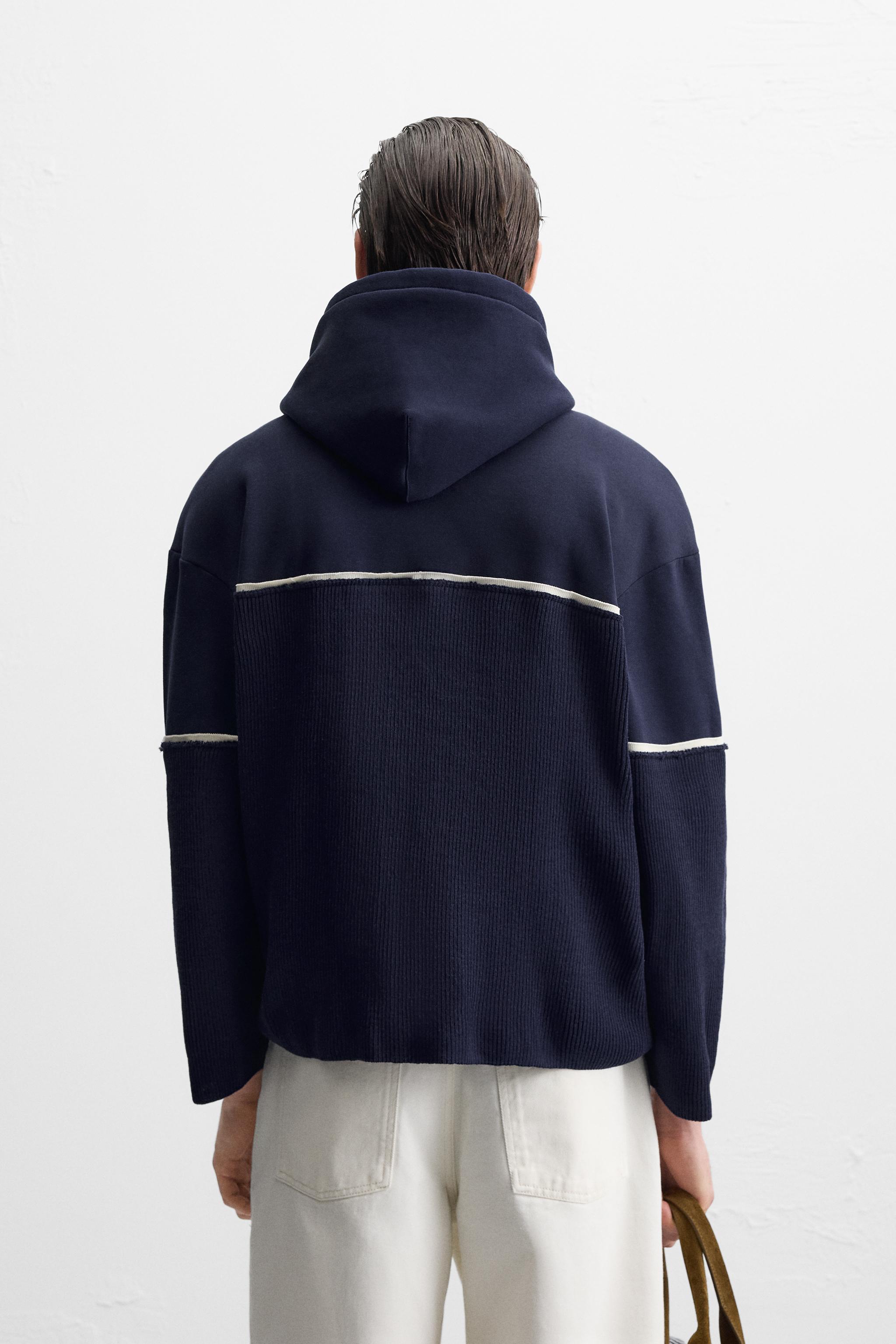 CONTRAST RELAXED FIT SWEATSHIRT - Navy blue | ZARA United States