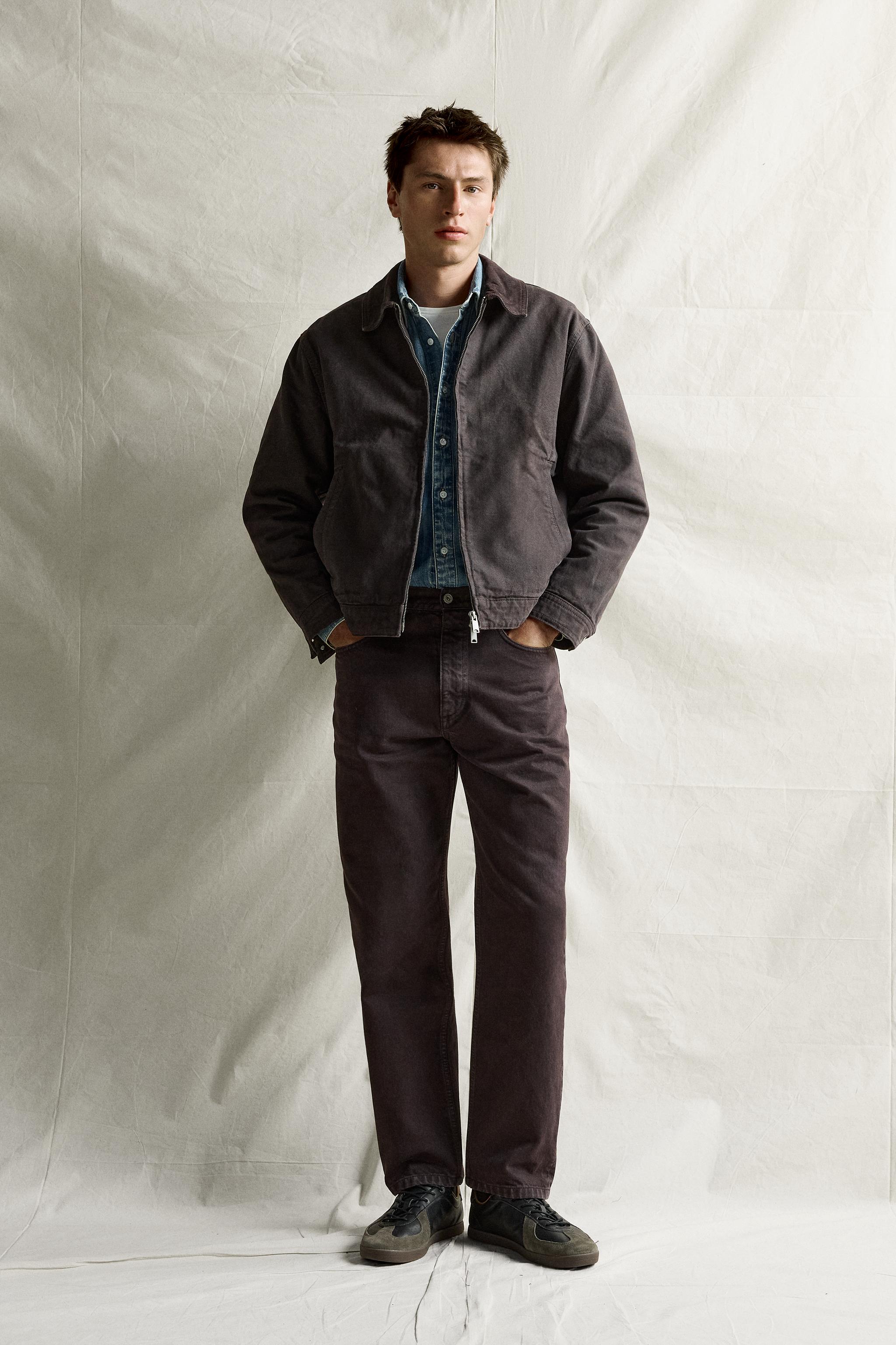 コントラストカラー ジップアップジャケット - ブラウン | ZARA Japan