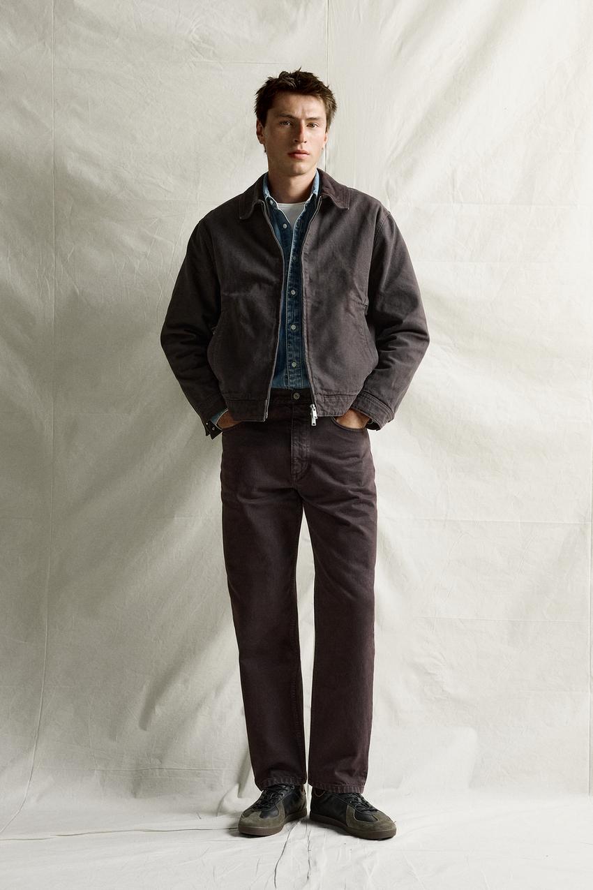 コントラストカラー ジップアップジャケット - ブラウン | ZARA Japan 