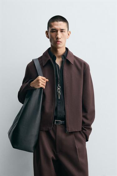 CROPPED FIT JACKET - Burgundy by Zara