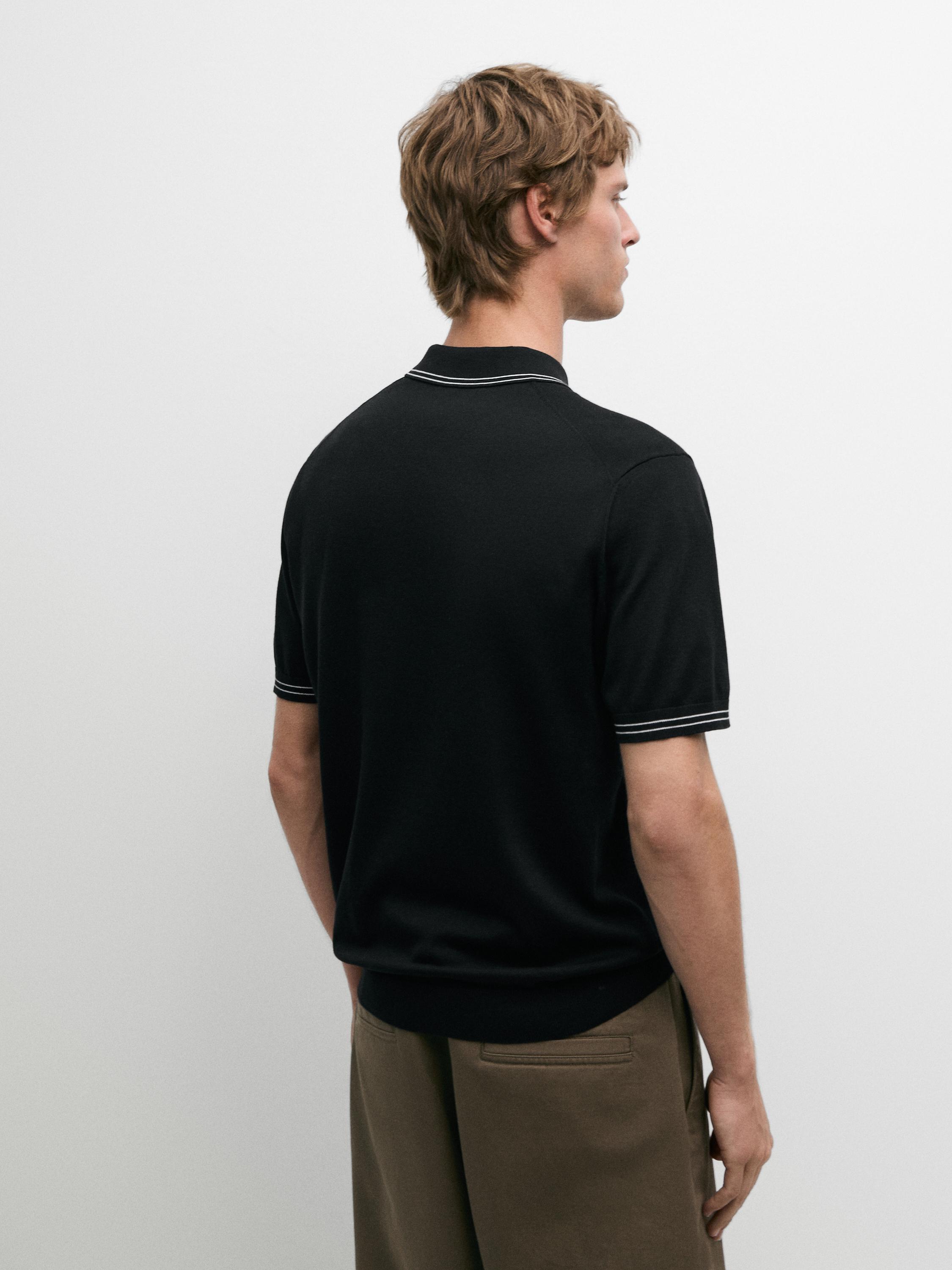 Knit polo sweater with collar detail