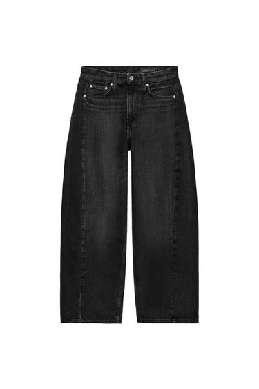 Zara ZW COLLECTION MID-RISE RELAXED ANKLE JEANS - Black