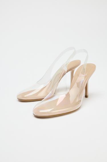 CHAUSSURES OUVERTES À L'ARRIÈRE À TALONS EN VINYLE - Beige clair de Zara - Image 3