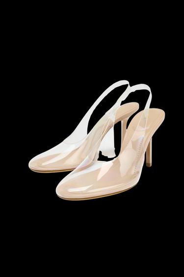 VINYL HIGH-HEEL SLINGBACK SHOES - Light beige by Zara