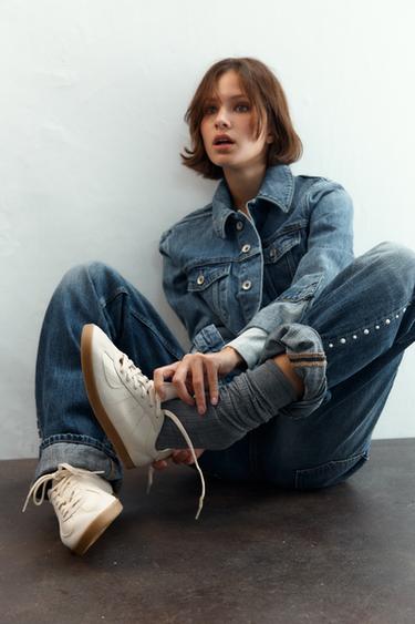 Zara LEATHER SNEAKERS - Off White