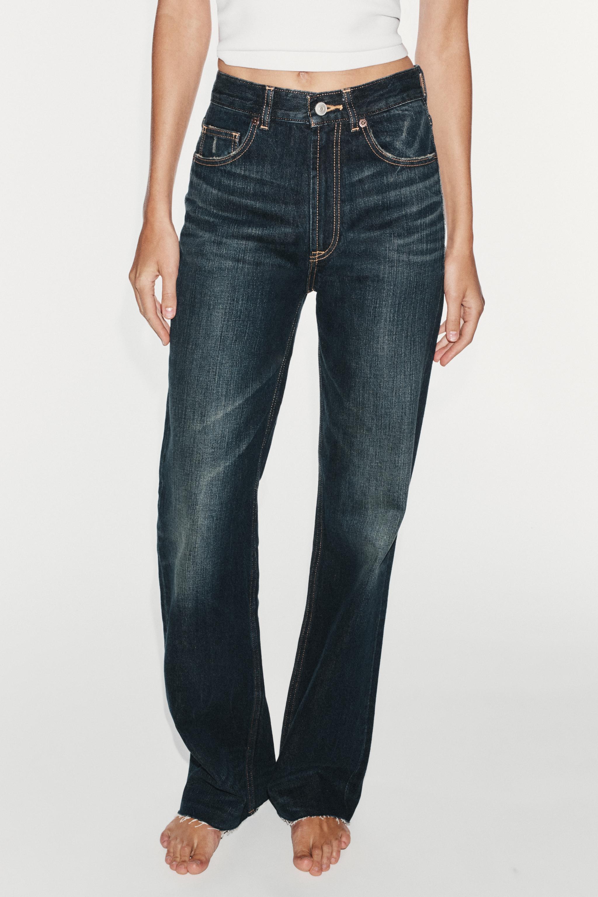 TRF HIGH-WAISTED WIDE LEG JEANS — Navy blue