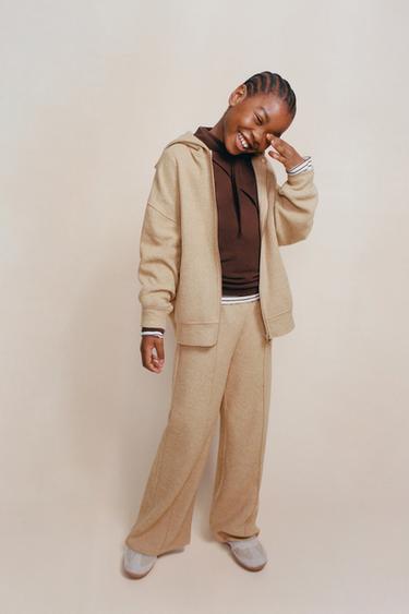 SOFT TOUCH WIDE-LEG TROUSERS - Mid-camel by Zara
