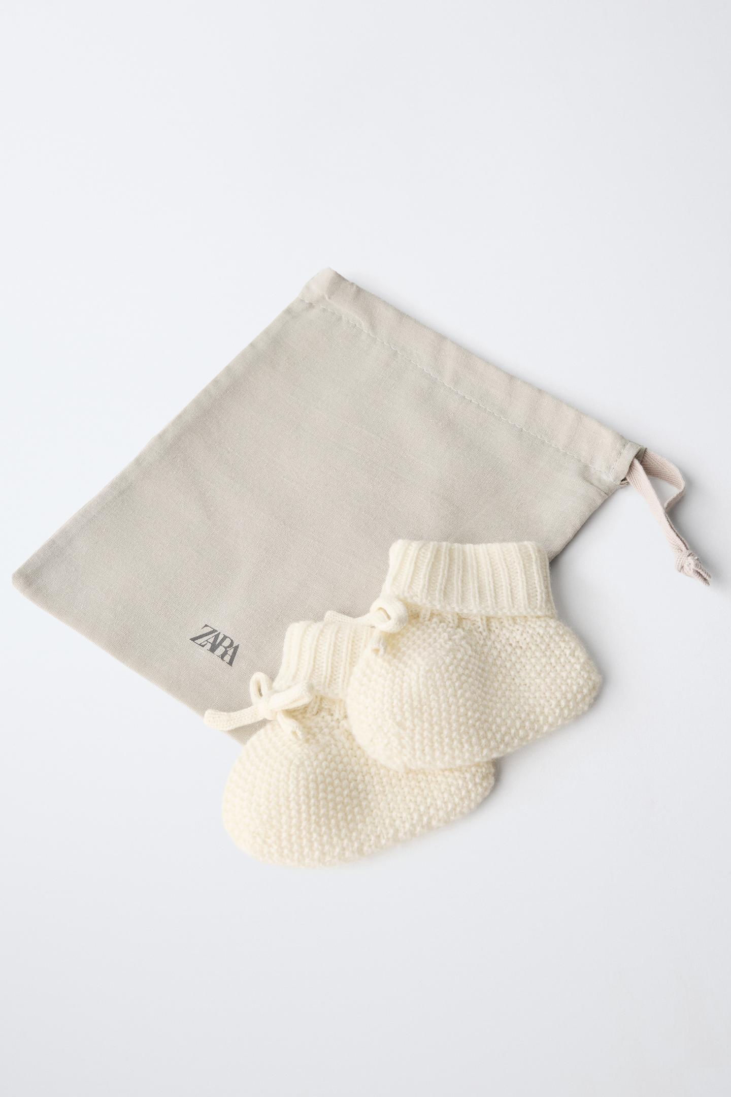 Детские пинетки Zara Knit Baby Booties, цвет: Молочный белый — фото 2