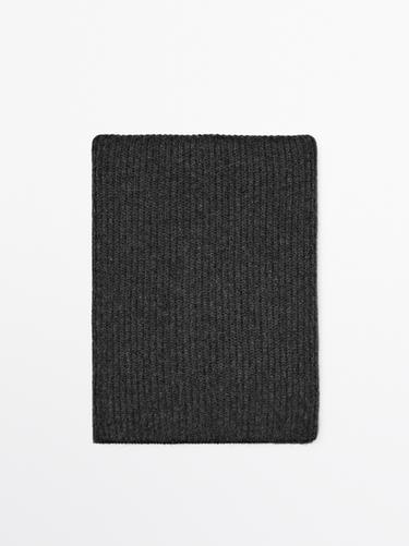 Zara Ribbed 100% cashmere scarf - Anthracite Gray