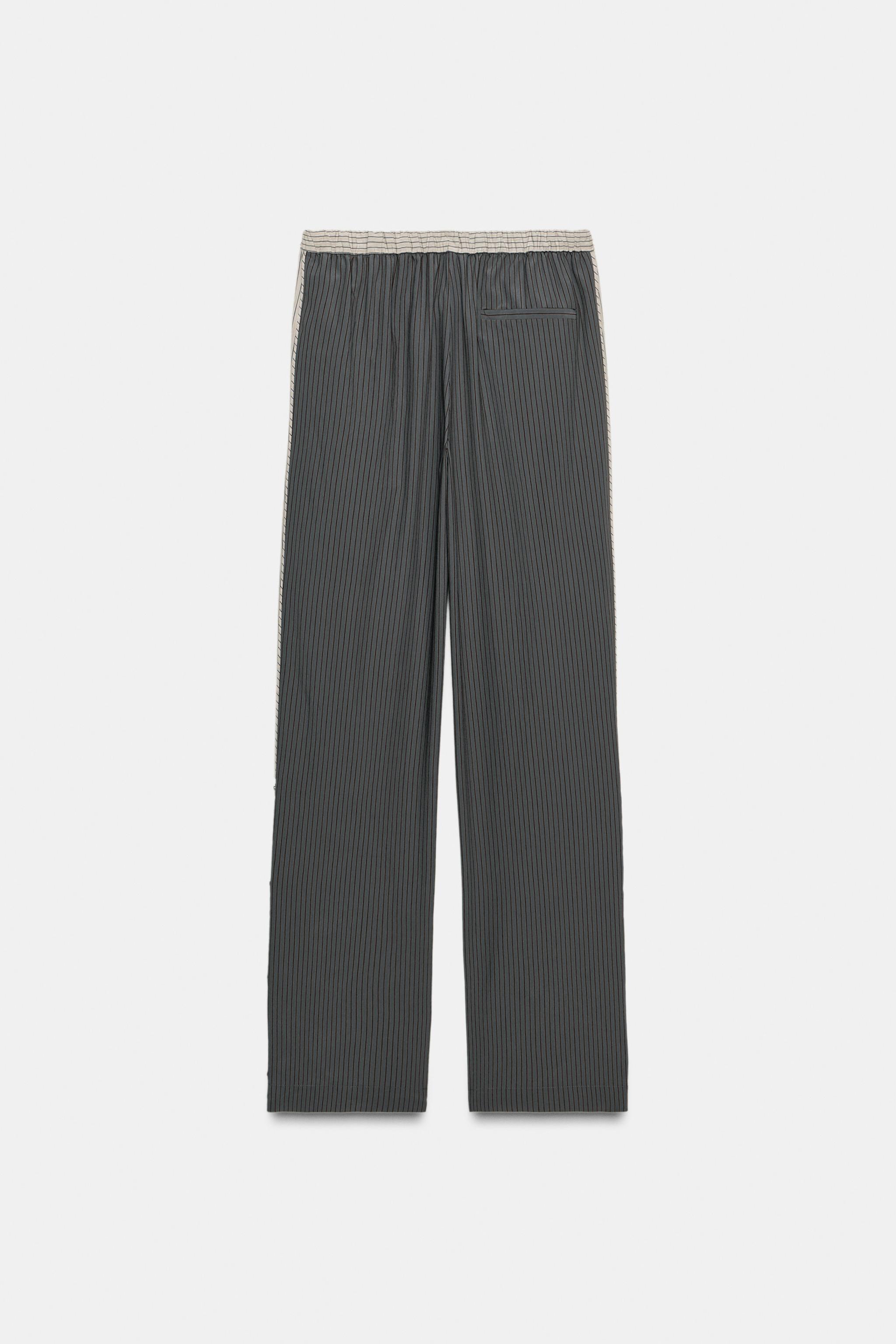 PANTALON À RAYURES EN MÉLANGE DE VISCOSE