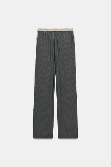 STRIPED VISCOSE BLEND TROUSERS - Dark anthracite by Zara - Image 9