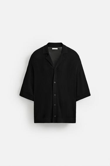 CAMISA PUNTO CALADO - Negro de Zara