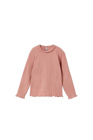 OPEN KNIT LACE TRIM SHIRT