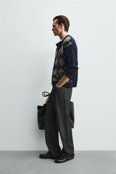 GILET LOSANGES 100% LAINE - Bleu de Zara - Image 3