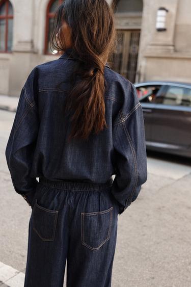 JEAN Z1975 JOGGER WIDE LEG TAILLE HAUTE - Bleu de Zara - Image 4