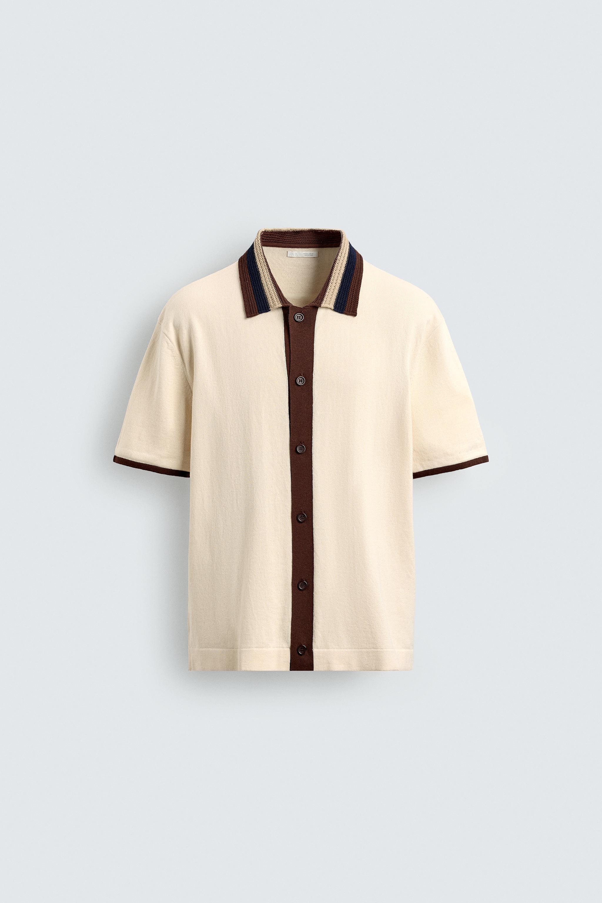 CONTRAST KNIT SHIRT