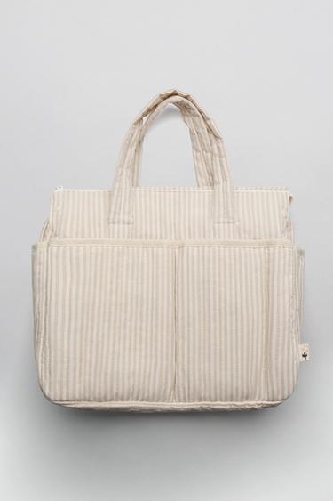 BOLSA MATERNIDAD RAYAS - Marrón Camel de Zara
