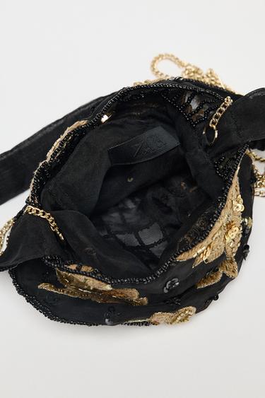 PETIT SAC SEAU BRODÉ FLEURS - Noir de Zara - Image 3
