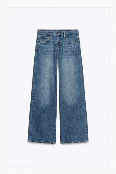 DŽÍNY ZW COLLECTION WIDE LEG LOW WAIST - Indigo od Zara