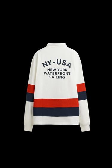POLO SHIRT WITH CONTRASTING STRIPES - Oyster-white by Zara