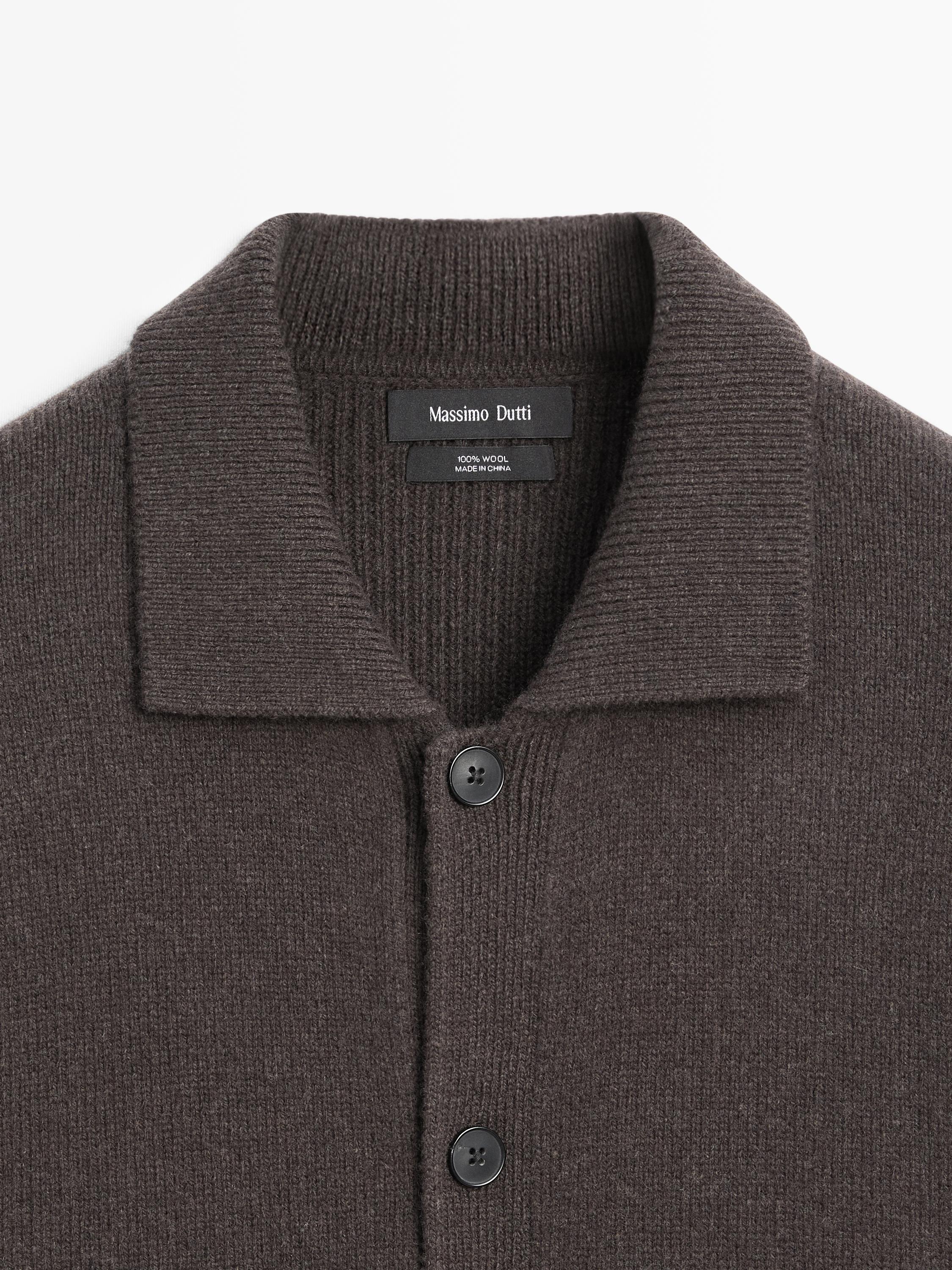 Cardigan en laine à col polo