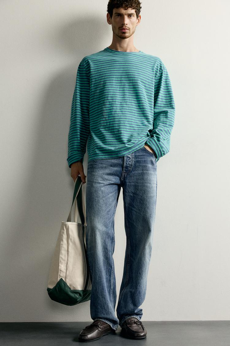 Camiseta relaxed fit jacquard rayas