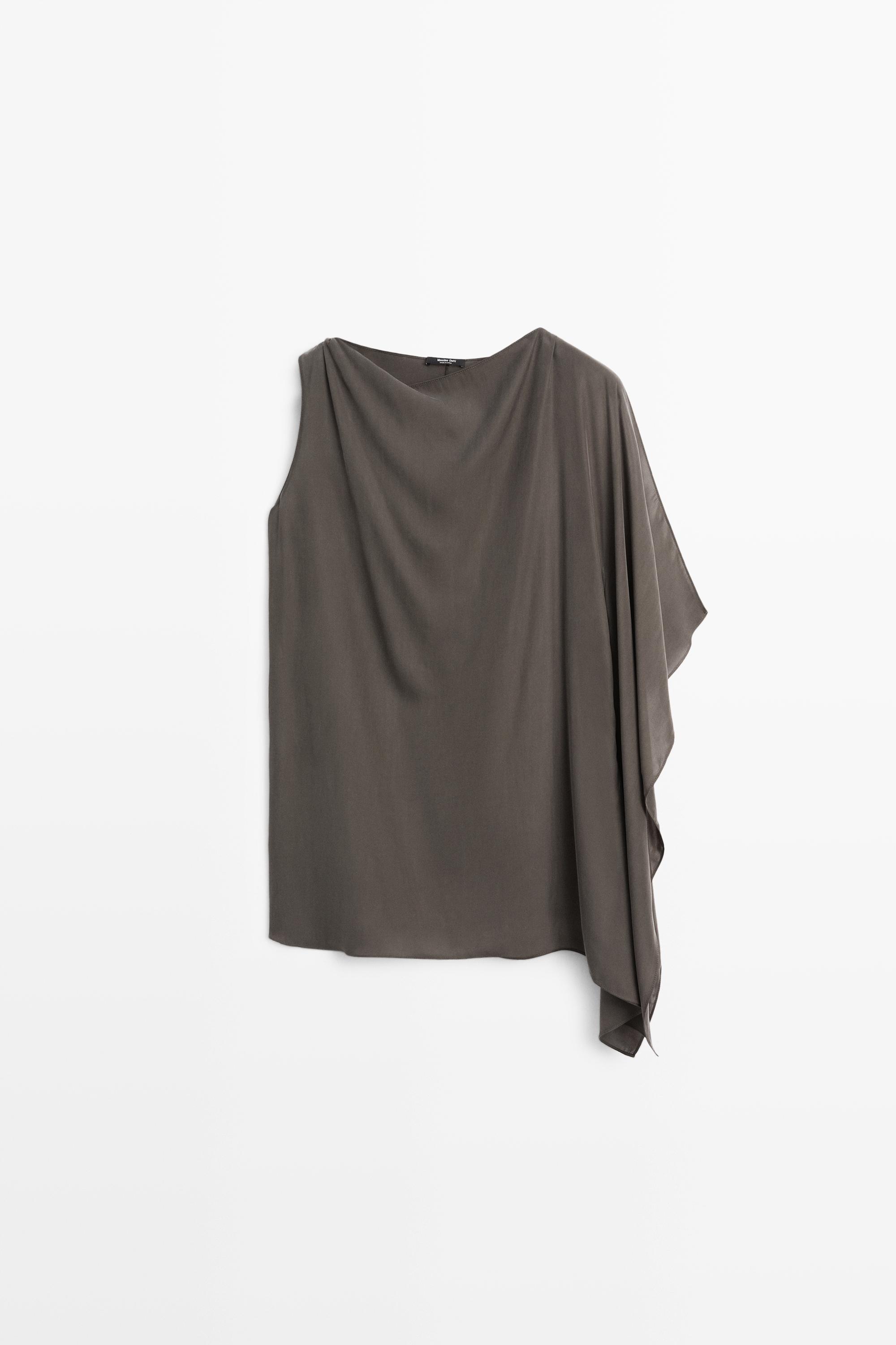 Asymmetric flowing cape top