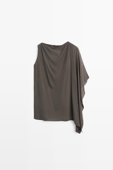 Zara Asymmetric flowing cape top - Black gold - Image 0