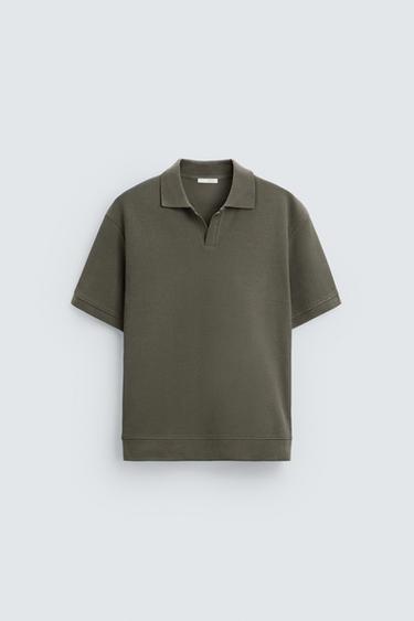 VERTICAL TEXTURED POLO SHIRT - Taupe grey by Zara