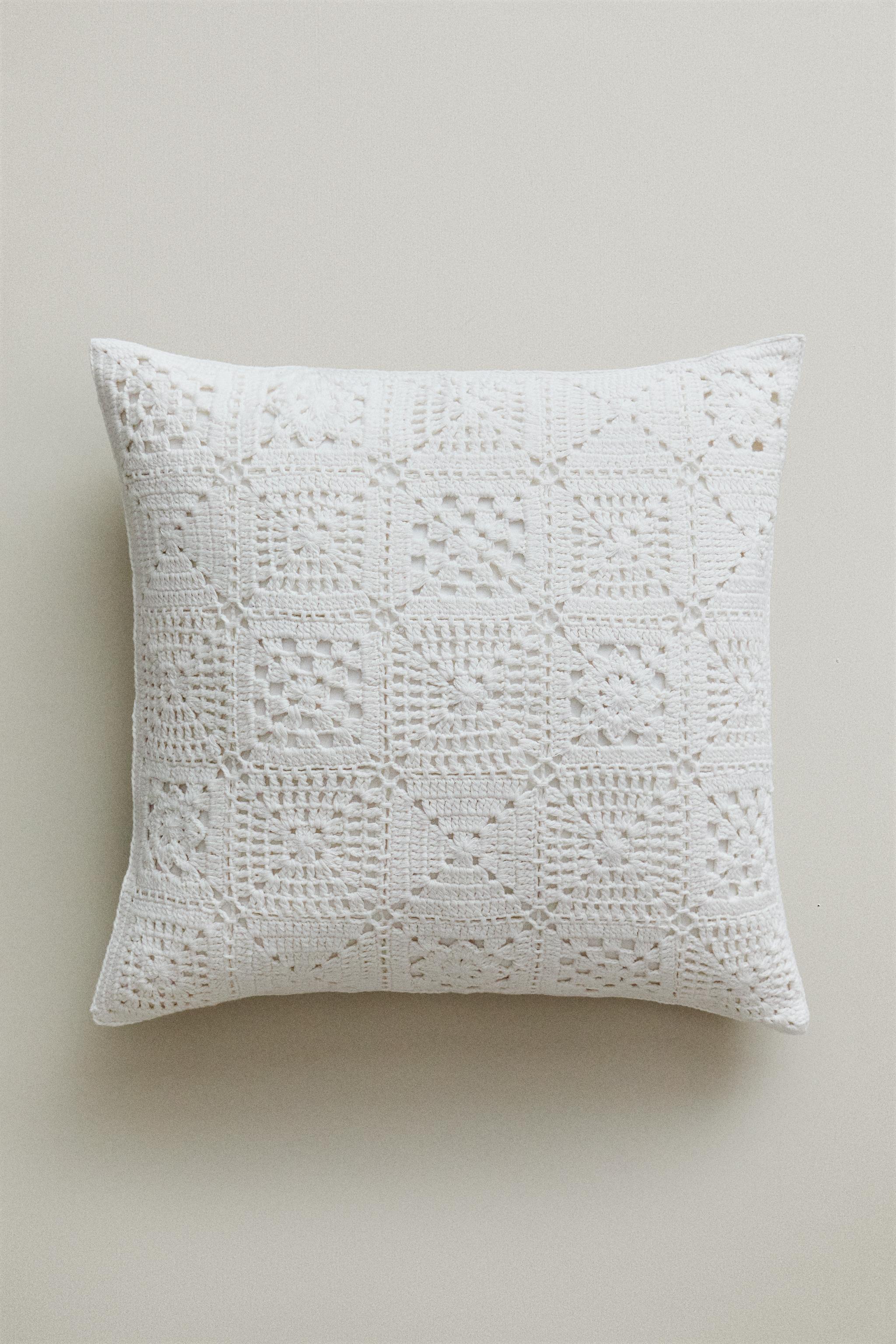 HOUSSE DE COUSSIN COUVRE-LIT COTON CROCHET PATCHWORK