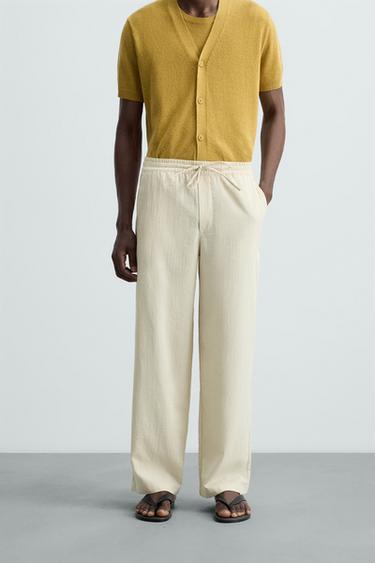 TEXTURED JACQUARD TROUSERS - Ecru by Zara