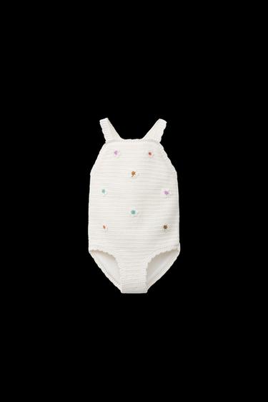 Zara 3-6 YEARS/ CROCHET FLOWER SWIMSUIT - Ecru