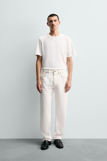 STRAIGHT ANKLE FIT SELVEDGE JEANS - Ecru by Zara - Image 0