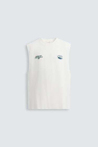 CAMISETA TANK ESTAMPADOS LAVADOS - Blanco roto de Zara